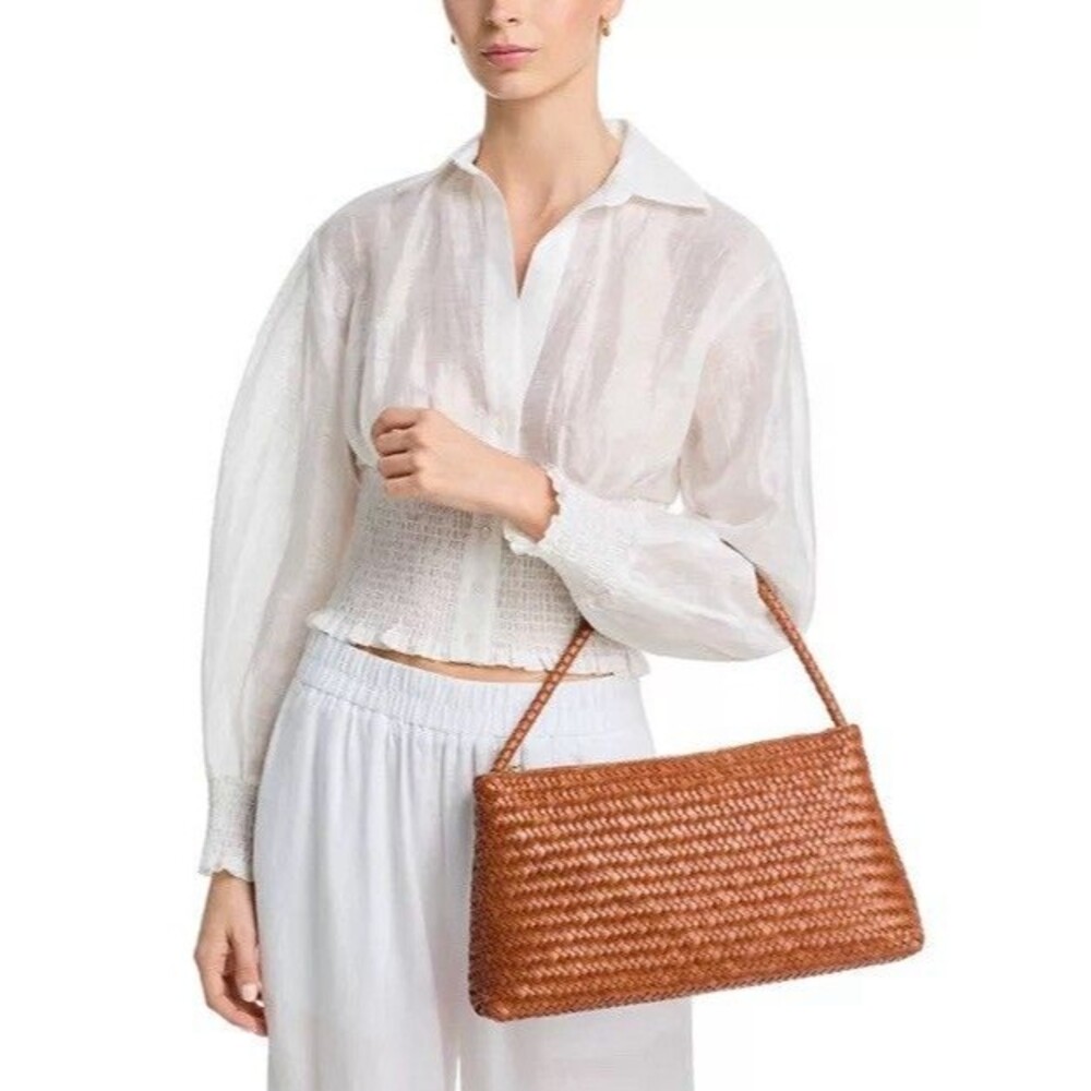 Madewell The Signature Woven Zip Top Shoulder Bag Woven Handbag Burnt Siena